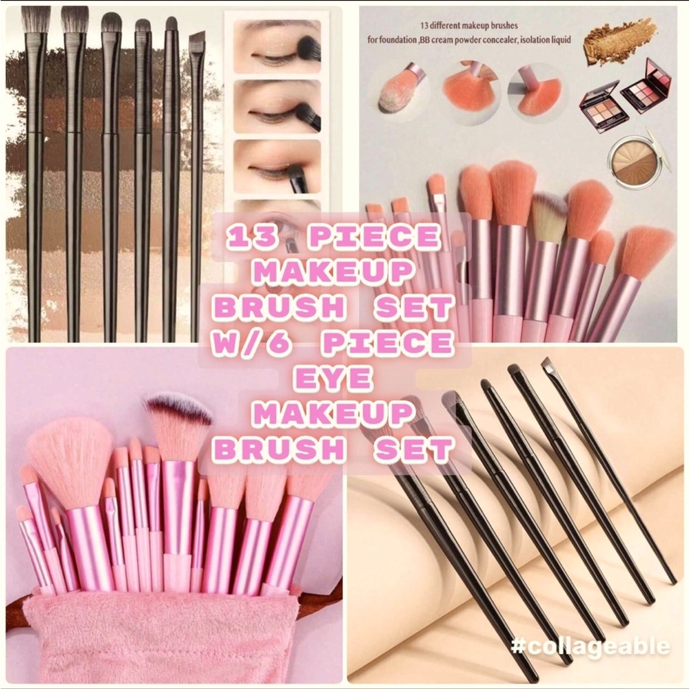 13 Piece Pro Makeup Brush Set W/6 Piece Eye Makeup Brush Set NWT🍃